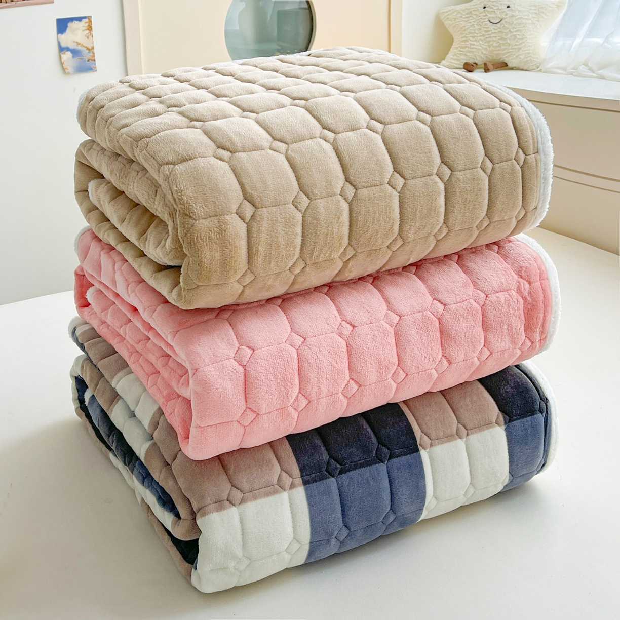 眠势力 2025新款牛奶绒床垫加绒床褥子秋冬保暖珊瑚绒夹棉床护垫 组合图仅供展示不可下单