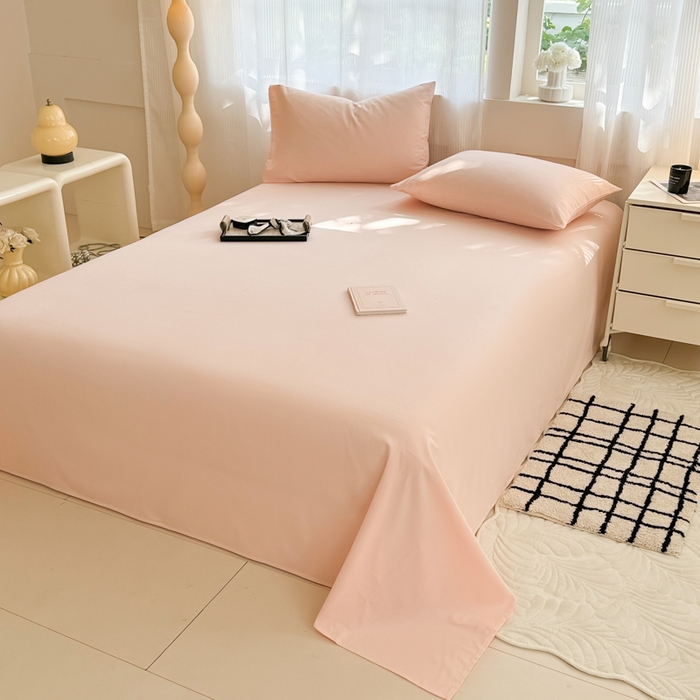 91家纺网 家纺一手货源 找家纺 丽美人家纺 2025新款全棉纯棉磨毛单床单 床单单件 浅豆沙