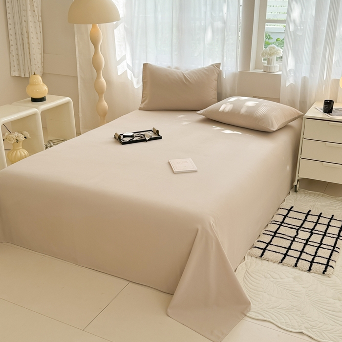 91家纺网 家纺一手货源 找家纺 丽美人家纺 2025新款全棉纯棉磨毛单床单 床单单件 亚麻咖