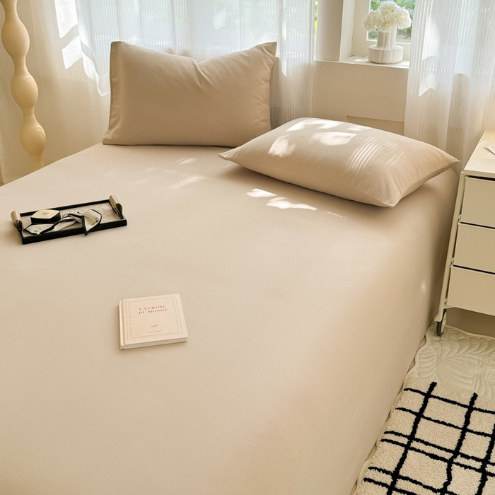 91家纺网 家纺一手货源 找家纺 丽美人家纺 2025新款全棉纯棉磨毛单床单 床单单件 亚麻咖