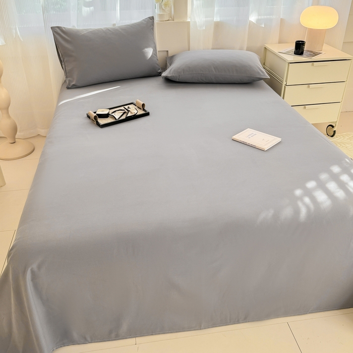 91家纺网 家纺一手货源 找家纺 丽美人家纺 2025新款全棉纯棉磨毛单床单 床单单件 慕斯灰