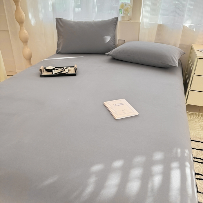 91家纺网 家纺一手货源 找家纺 丽美人家纺 2025新款全棉纯棉磨毛单床单 床单单件 慕斯灰