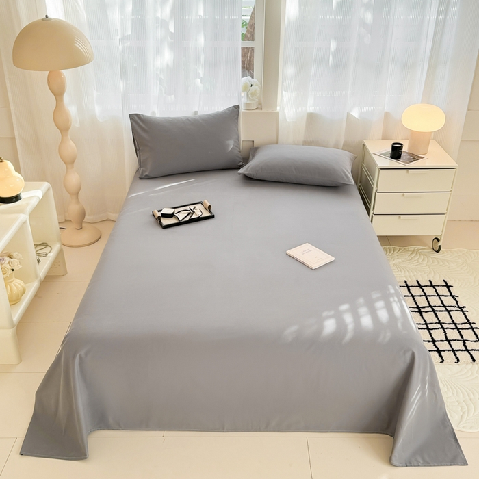 91家纺网 家纺一手货源 找家纺 丽美人家纺 2025新款全棉纯棉磨毛单床单 床单单件 慕斯灰