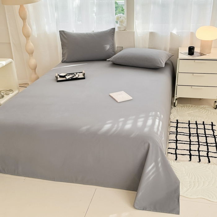 91家纺网 家纺一手货源 找家纺 丽美人家纺 2025新款全棉纯棉磨毛单床单 床单单件 慕斯灰