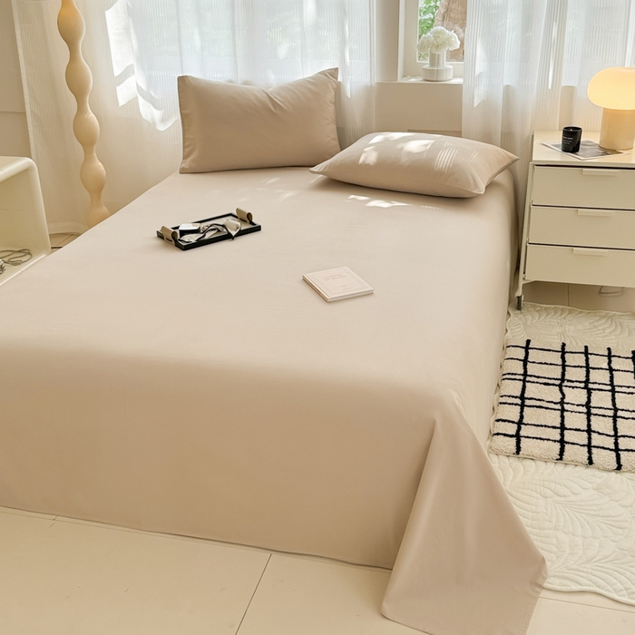 91家纺网 家纺一手货源 找家纺 丽美人家纺 2025新款全棉纯棉磨毛单床单 床单单件 亚麻咖