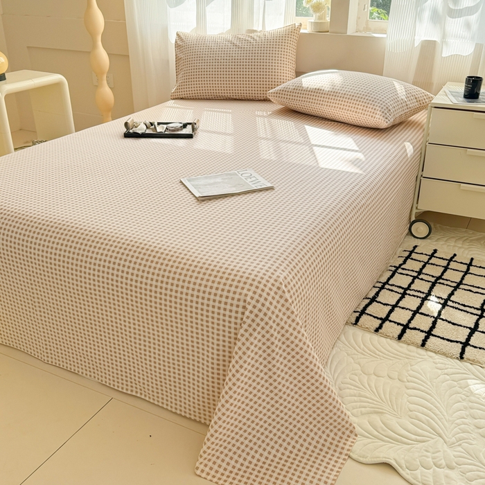 91家纺网 家纺一手货源 找家纺 丽美人家纺 2025新款全棉纯棉磨毛单床单 床单单件 迷你咖格