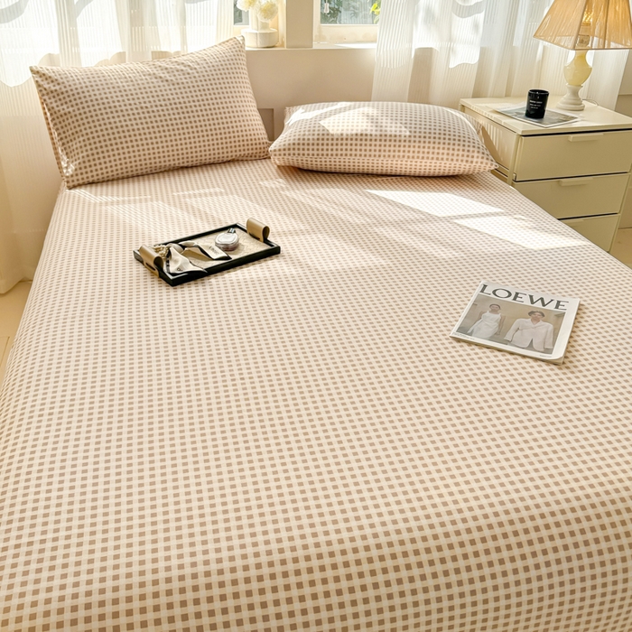 91家纺网 家纺一手货源 找家纺 丽美人家纺 2025新款全棉纯棉磨毛单床单 床单单件 迷你咖格