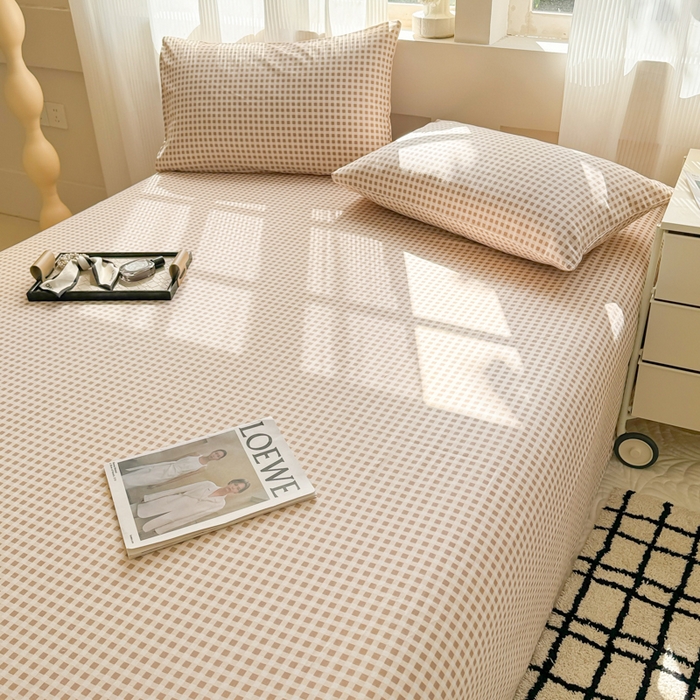 91家纺网 家纺一手货源 找家纺 丽美人家纺 2025新款全棉纯棉磨毛单床单 床单单件 迷你咖格