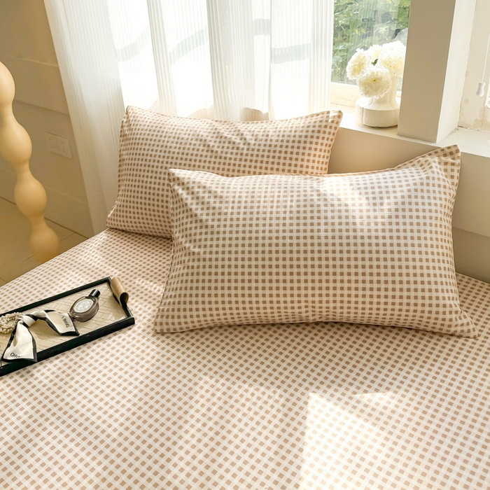 91家纺网 家纺一手货源 找家纺 丽美人家纺 2025新款全棉纯棉磨毛单床单 床单单件 迷你咖格