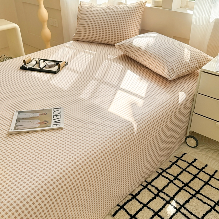 91家纺网 家纺一手货源 找家纺 丽美人家纺 2025新款全棉纯棉磨毛单床单 床单单件 迷你咖格