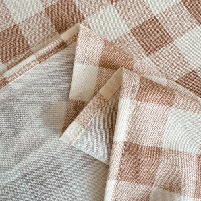 91家纺网 家纺一手货源 找家纺 丽美人家纺 2025新款全棉纯棉磨毛单床单 床单单件 浅咖中格