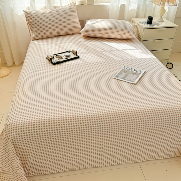 91家纺网 家纺一手货源 找家纺 丽美人家纺 2025新款全棉纯棉磨毛单床单 床单单件 迷你咖格