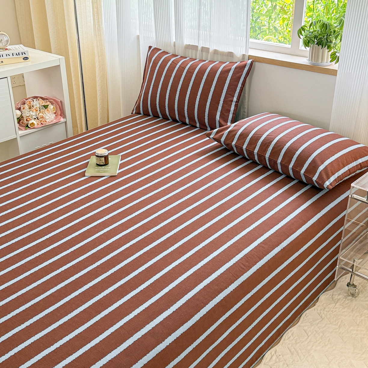 91家纺网 家纺一手货源 找家纺 丽美人家纺 2025新款全棉纯棉磨毛单床单 床单单件 律动咖