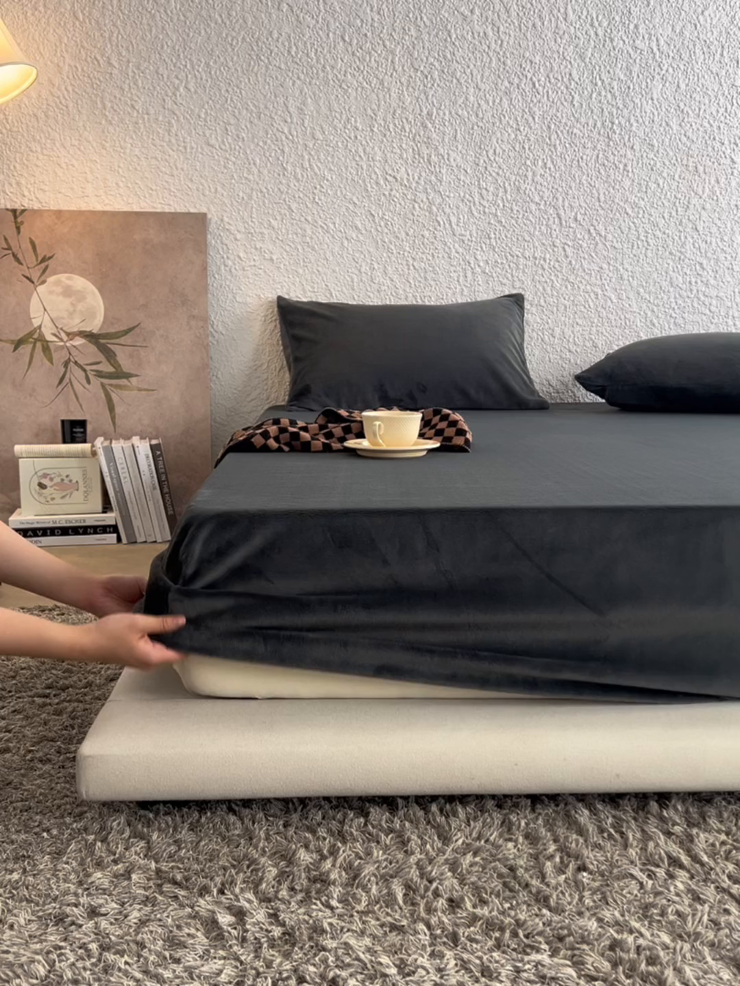 91家纺网 家纺一手货源 找家纺 千朵森 2025新款全消光牛奶绒床笠单床笠单品床笠单件床笠-芙妮 芙妮-雅士灰