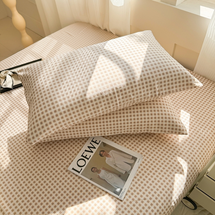 91家纺网 家纺一手货源 找家纺 丽美人家纺 2025新款全棉纯棉磨毛单床单 床单单件 迷你咖格