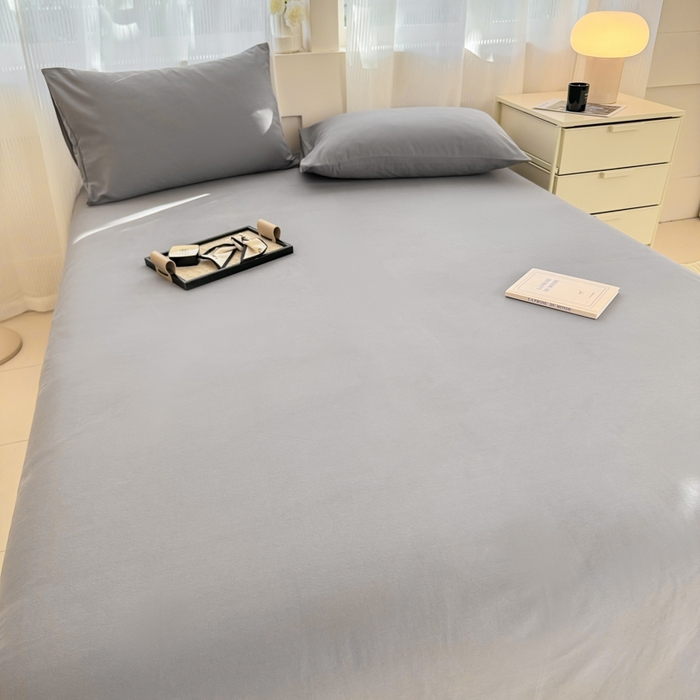 91家纺网 家纺一手货源 找家纺 丽美人家纺 2025新款全棉纯棉磨毛单床单 床单单件 慕斯灰