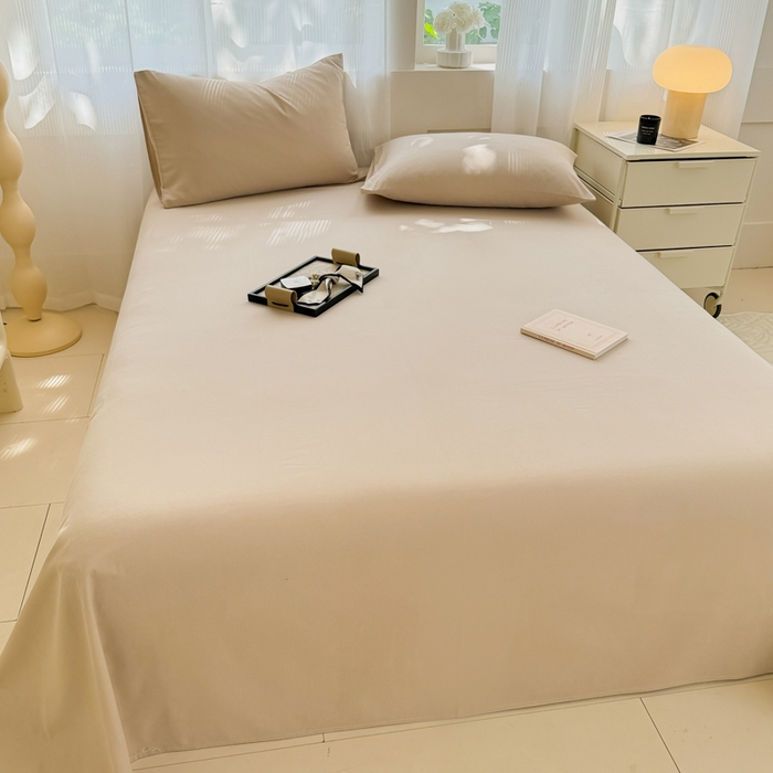 91家纺网 家纺一手货源 找家纺 丽美人家纺 2025新款全棉纯棉磨毛单床单 床单单件 亚麻咖