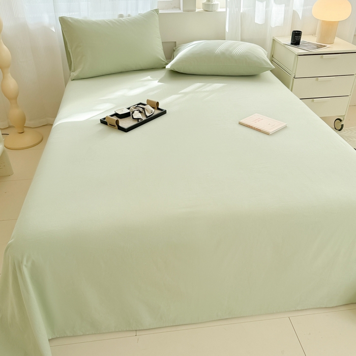 91家纺网 家纺一手货源 找家纺 丽美人家纺 2025新款全棉纯棉磨毛单床单 床单单件 茶香绿