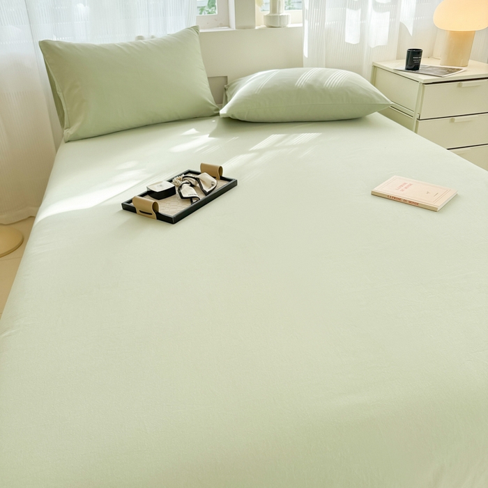 91家纺网 家纺一手货源 找家纺 丽美人家纺 2025新款全棉纯棉磨毛单床单 床单单件 茶香绿