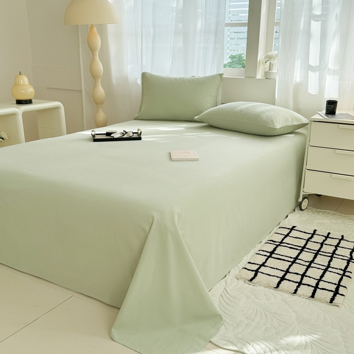 91家纺网 家纺一手货源 找家纺 丽美人家纺 2025新款全棉纯棉磨毛单床单 床单单件 茶香绿