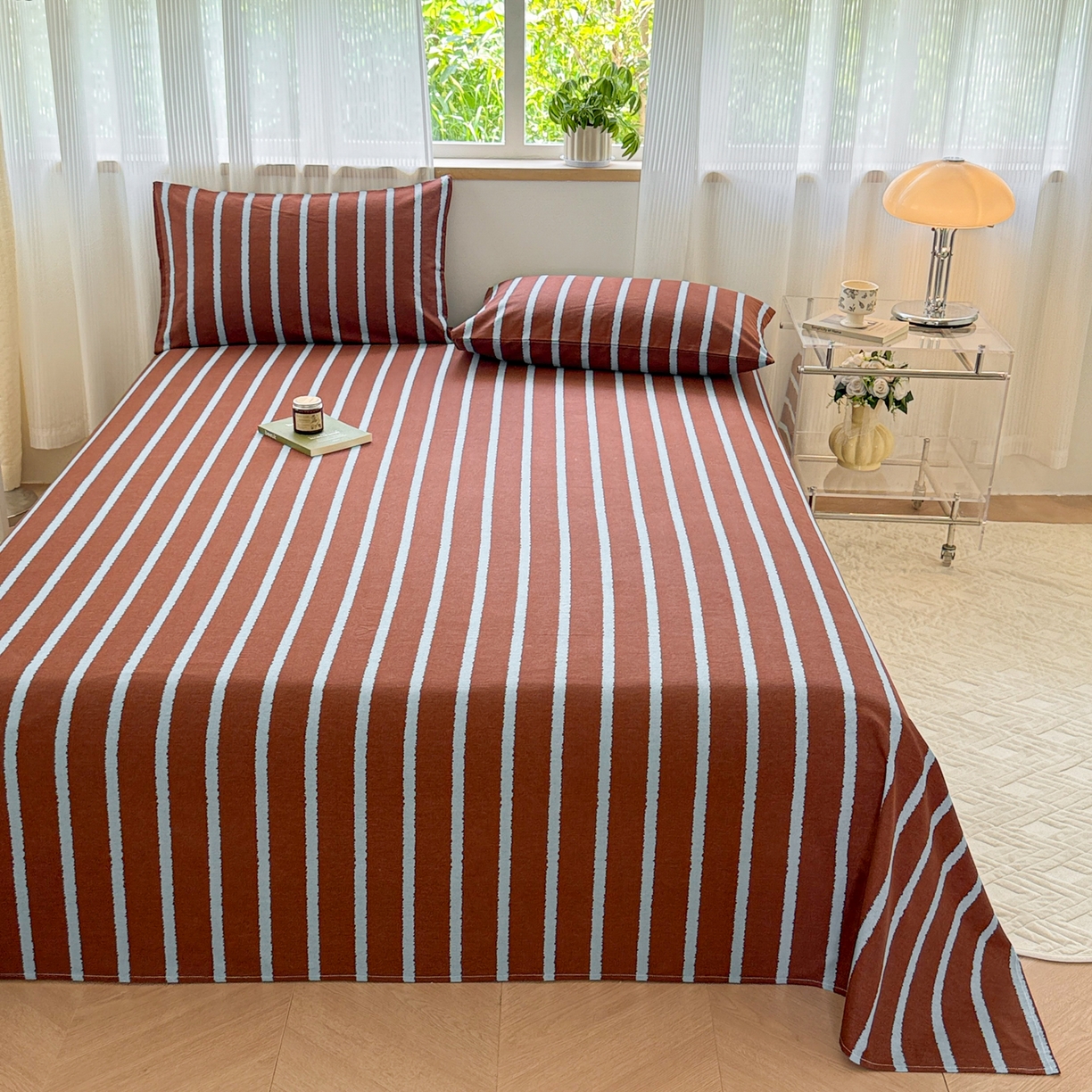 91家纺网 家纺一手货源 找家纺 丽美人家纺 2025新款全棉纯棉磨毛单床单 床单单件 律动咖