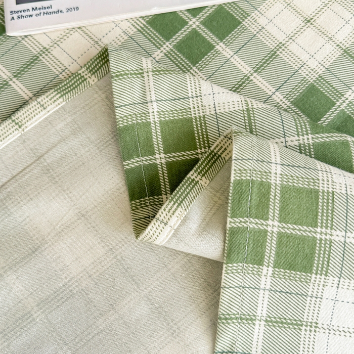 91家纺网 家纺一手货源 找家纺 丽美人家纺 2025新款全棉纯棉磨毛单床单 床单单件 旋律绿格