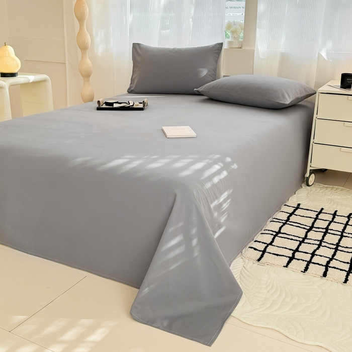 91家纺网 家纺一手货源 找家纺 丽美人家纺 2025新款全棉纯棉磨毛单床单 床单单件 慕斯灰