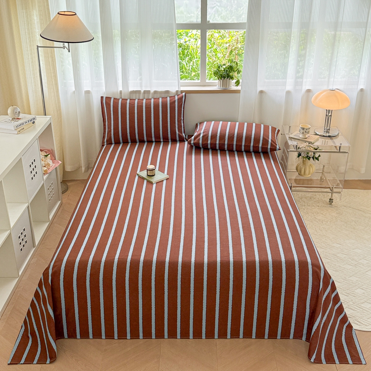 91家纺网 家纺一手货源 找家纺 丽美人家纺 2025新款全棉纯棉磨毛单床单 床单单件 律动咖