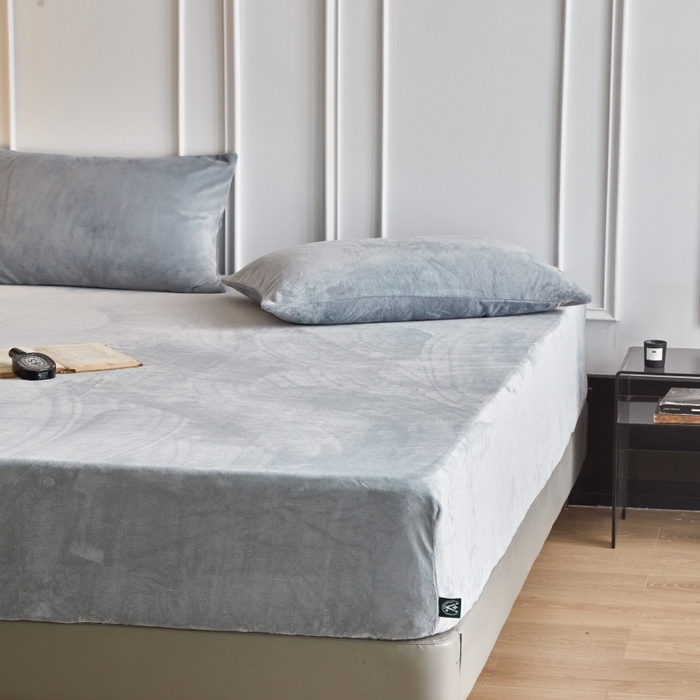 千朵森 2025新款全消光牛奶绒床笠单床笠单品床笠单件床笠-芙妮 芙妮-印月灰