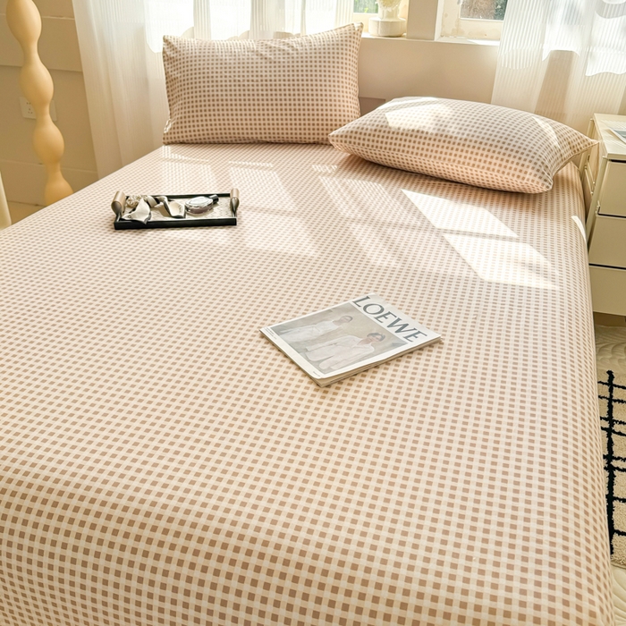 91家纺网 家纺一手货源 找家纺 丽美人家纺 2025新款全棉纯棉磨毛单床单 床单单件 迷你咖格