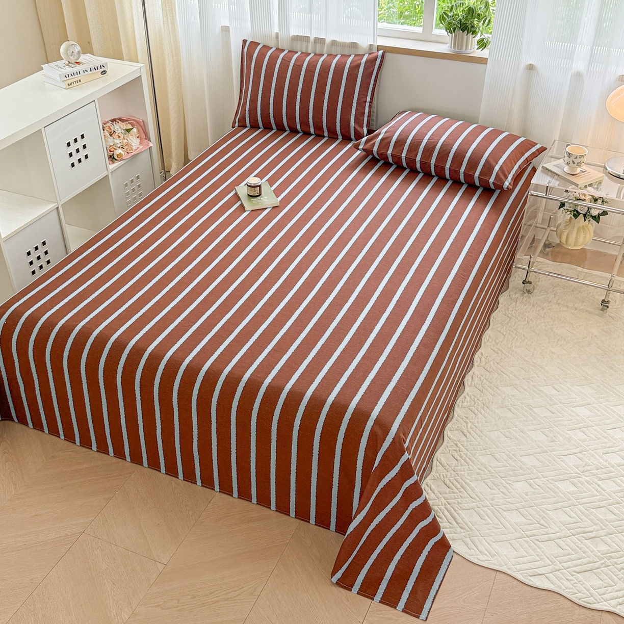 91家纺网 家纺一手货源 找家纺 丽美人家纺 2025新款全棉纯棉磨毛单床单 床单单件 律动咖