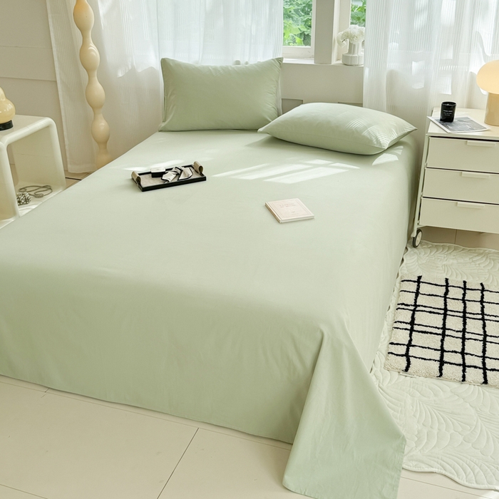 91家纺网 家纺一手货源 找家纺 丽美人家纺 2025新款全棉纯棉磨毛单床单 床单单件 茶香绿