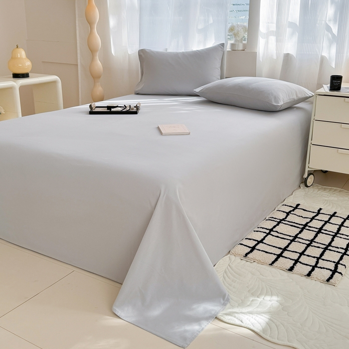 91家纺网 家纺一手货源 找家纺 丽美人家纺 2025新款全棉纯棉磨毛单床单 床单单件 水晶灰