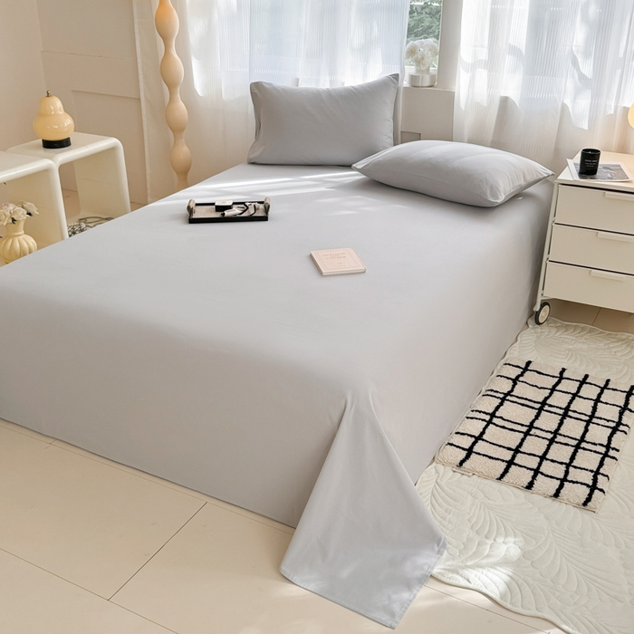 91家纺网 家纺一手货源 找家纺 丽美人家纺 2025新款全棉纯棉磨毛单床单 床单单件 水晶灰