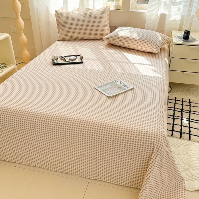 91家纺网 家纺一手货源 找家纺 丽美人家纺 2025新款全棉纯棉磨毛单床单 床单单件 迷你咖格