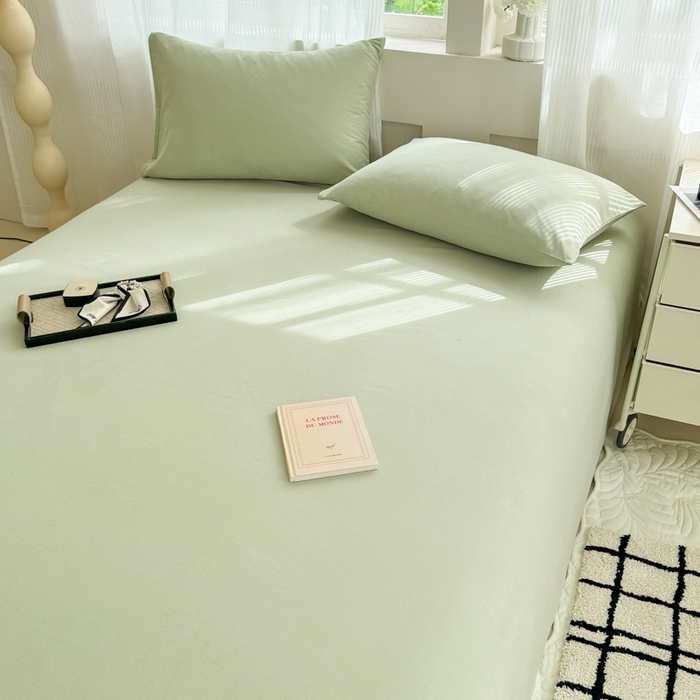 91家纺网 家纺一手货源 找家纺 丽美人家纺 2025新款全棉纯棉磨毛单床单 床单单件 茶香绿