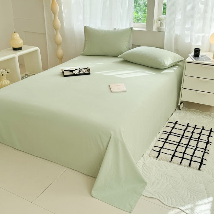 91家纺网 家纺一手货源 找家纺 丽美人家纺 2025新款全棉纯棉磨毛单床单 床单单件 茶香绿