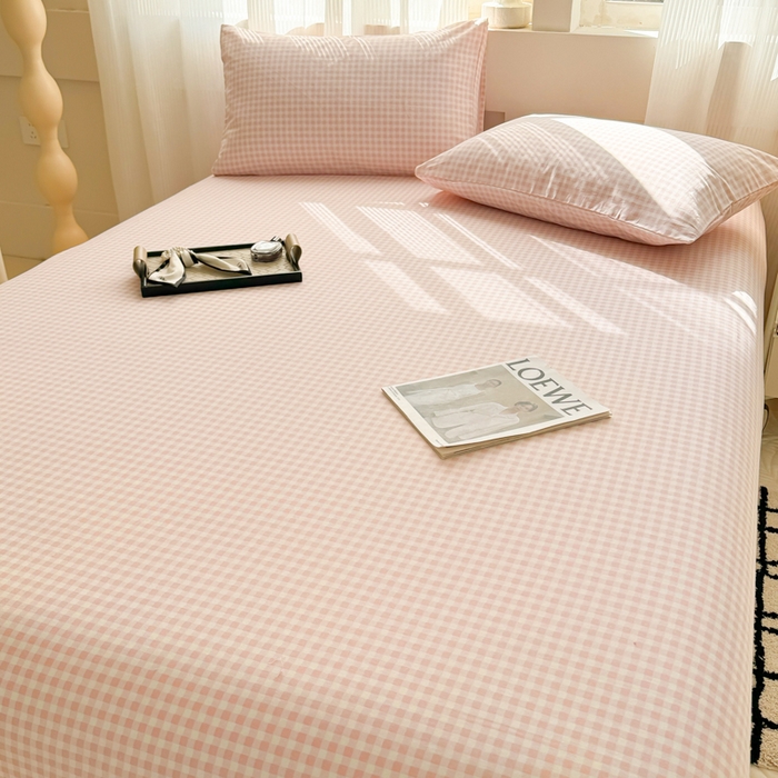 91家纺网 家纺一手货源 找家纺 丽美人家纺 2025新款全棉纯棉磨毛单床单 床单单件 迷你粉格