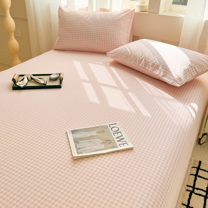 91家纺网 家纺一手货源 找家纺 丽美人家纺 2025新款全棉纯棉磨毛单床单 床单单件 迷你粉格