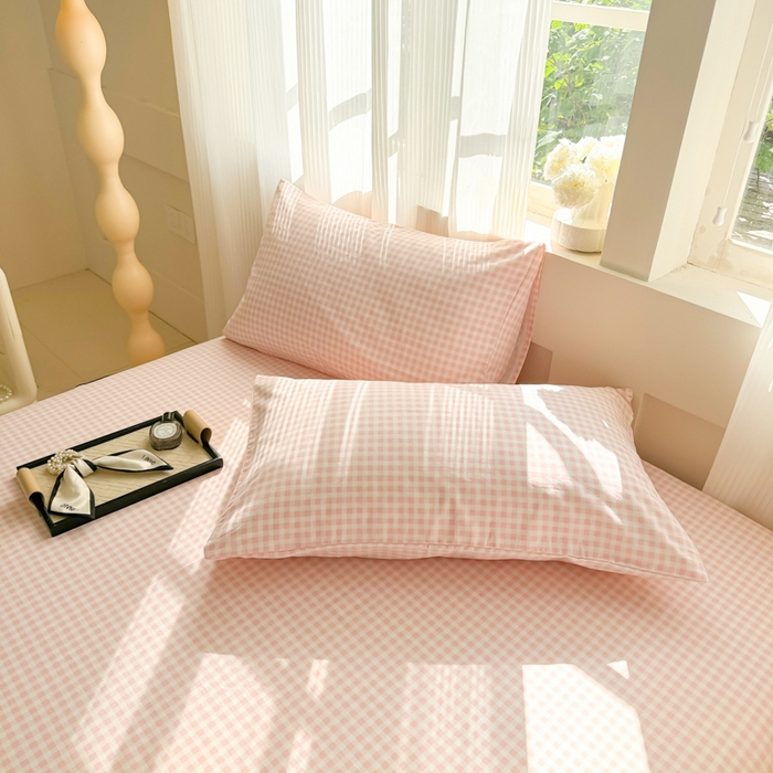 91家纺网 家纺一手货源 找家纺 丽美人家纺 2025新款全棉纯棉磨毛单床单 床单单件 迷你粉格