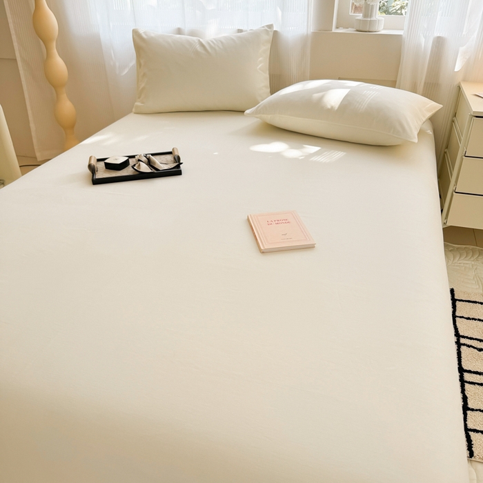 91家纺网 家纺一手货源 找家纺 丽美人家纺 2025新款全棉纯棉磨毛单床单 床单单件 奶昔白