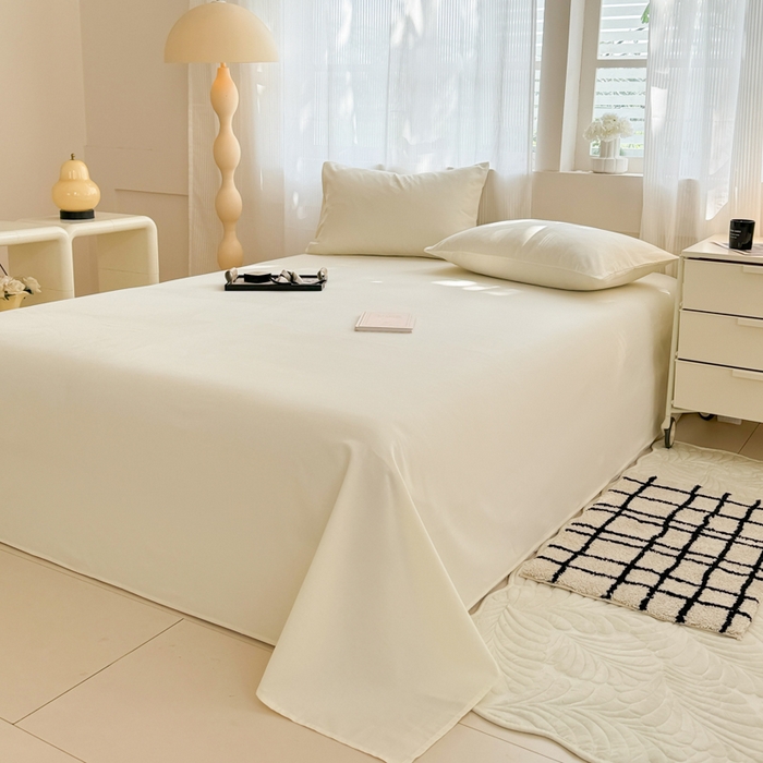 91家纺网 家纺一手货源 找家纺 丽美人家纺 2025新款全棉纯棉磨毛单床单 床单单件 奶昔白