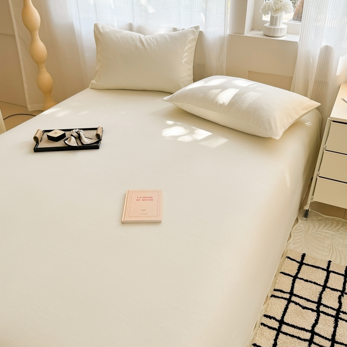 91家纺网 家纺一手货源 找家纺 丽美人家纺 2025新款全棉纯棉磨毛单床单 床单单件 奶昔白