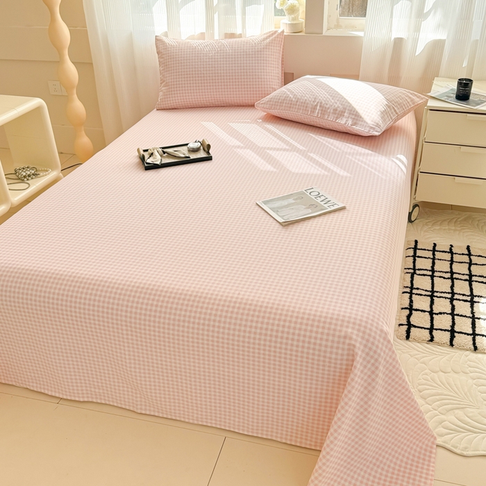 91家纺网 家纺一手货源 找家纺 丽美人家纺 2025新款全棉纯棉磨毛单床单 床单单件 迷你粉格