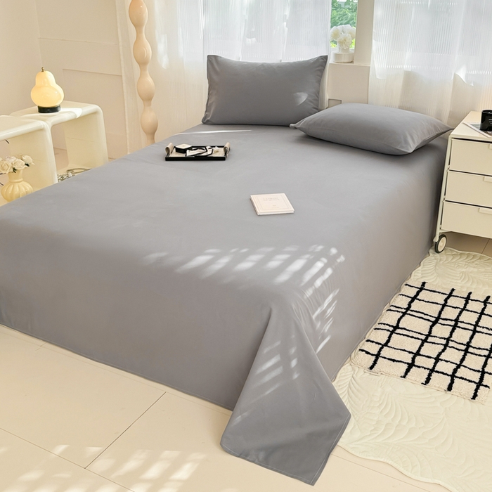 91家纺网 家纺一手货源 找家纺 丽美人家纺 2025新款全棉纯棉磨毛单床单 床单单件 慕斯灰