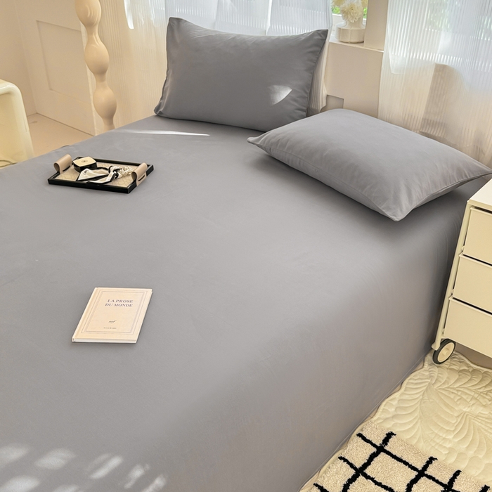 91家纺网 家纺一手货源 找家纺 丽美人家纺 2025新款全棉纯棉磨毛单床单 床单单件 慕斯灰