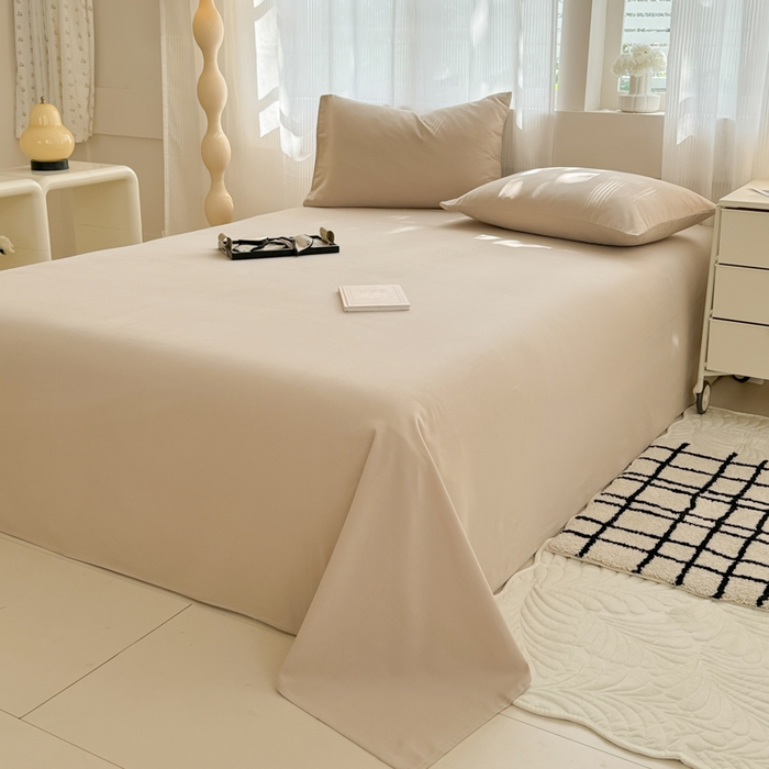 91家纺网 家纺一手货源 找家纺 丽美人家纺 2025新款全棉纯棉磨毛单床单 床单单件 亚麻咖