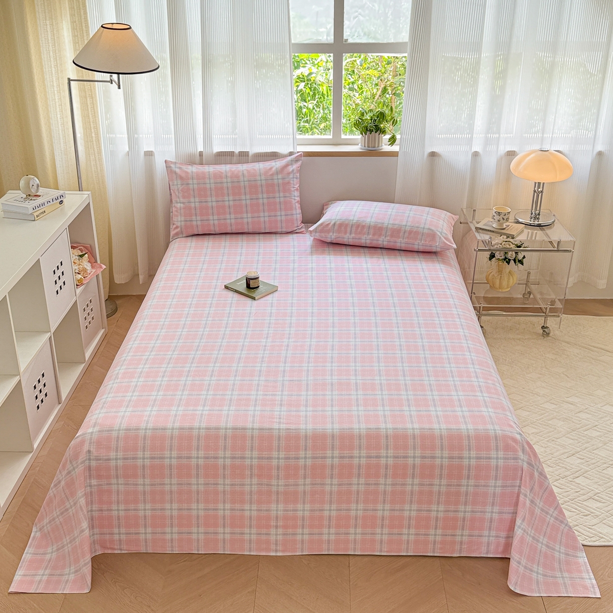 91家纺网 家纺一手货源 找家纺 丽美人家纺 2025新款全棉纯棉磨毛单床单 床单单件 温馨粉格