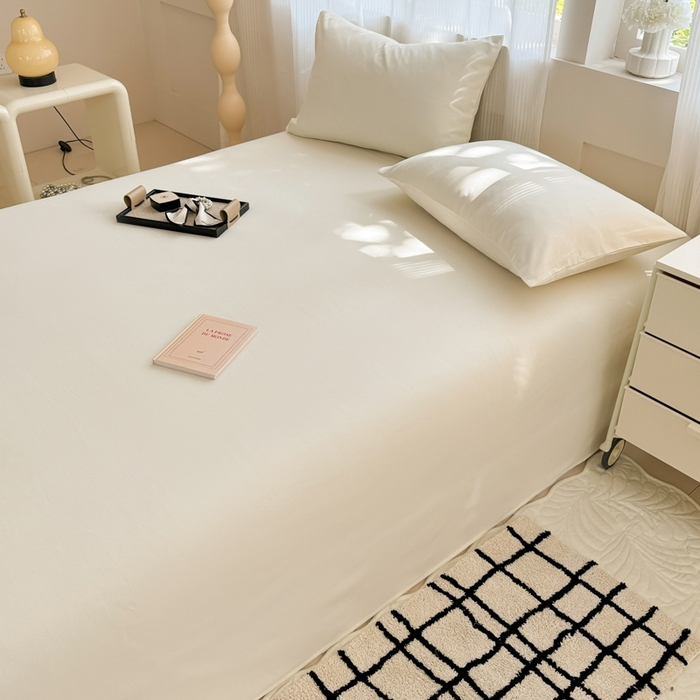 91家纺网 家纺一手货源 找家纺 丽美人家纺 2025新款全棉纯棉磨毛单床单 床单单件 奶昔白