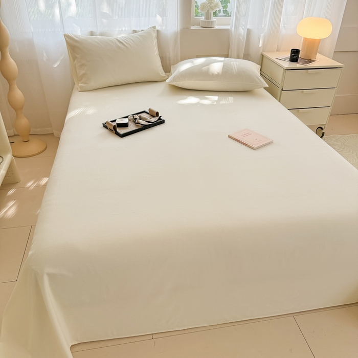 91家纺网 家纺一手货源 找家纺 丽美人家纺 2025新款全棉纯棉磨毛单床单 床单单件 奶昔白